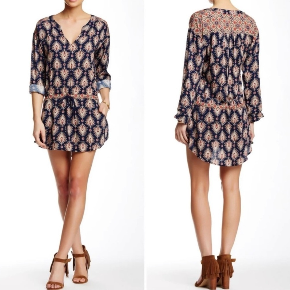 Anthropologie En Elly Boho Abey Tie Waist Tunic Dress Size Small
